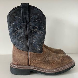 Dan Post Boy's Brantley Rust Brown And Blue Western Boots DPC2938 Size 12.5